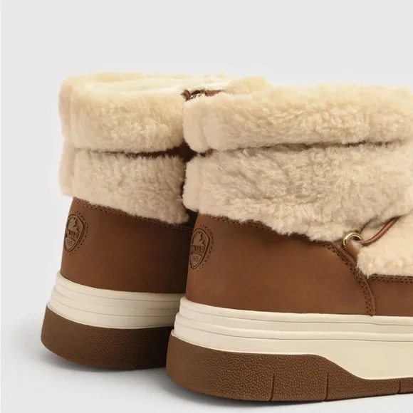 Pajar Cream and Brown Shearling Janie Boots - Picture 3 of 6